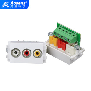 Aosheng 128-type audio and video welding-free module AV module RCA audio and video socket ground plug panel accessories Multimedia