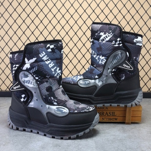 Boys' Shoes Children's Winter New fleece-lined Thickened Snow Boots for Primary School Students and Girls Warm Cotton Shoes for Middle and Big Children