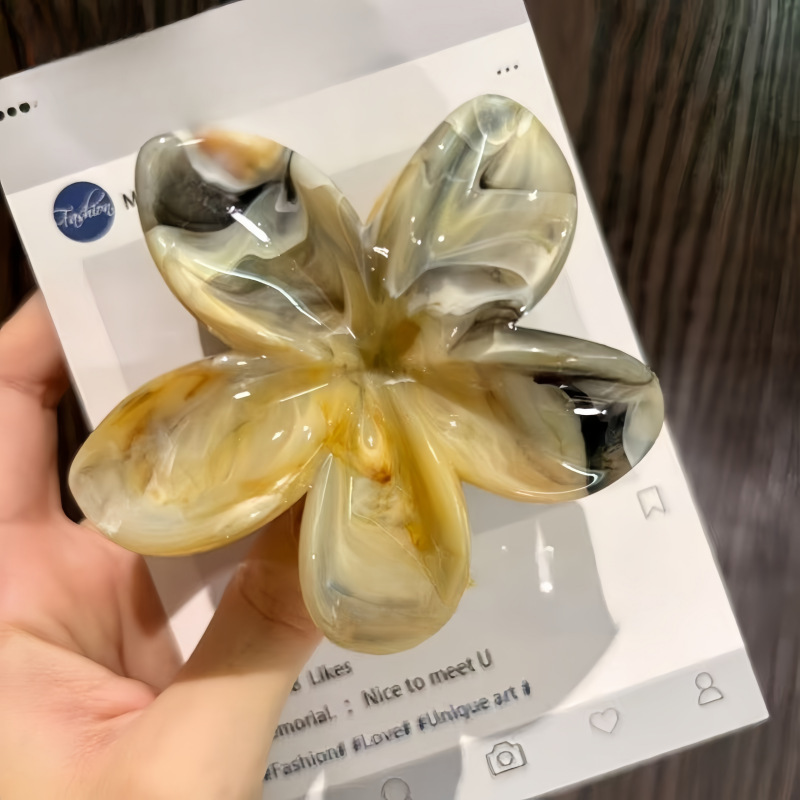 2025年新作クロスボーダー染めプルメリアグリッパー、ネットセレブ流紋花、高級ヘアピン、気質大理