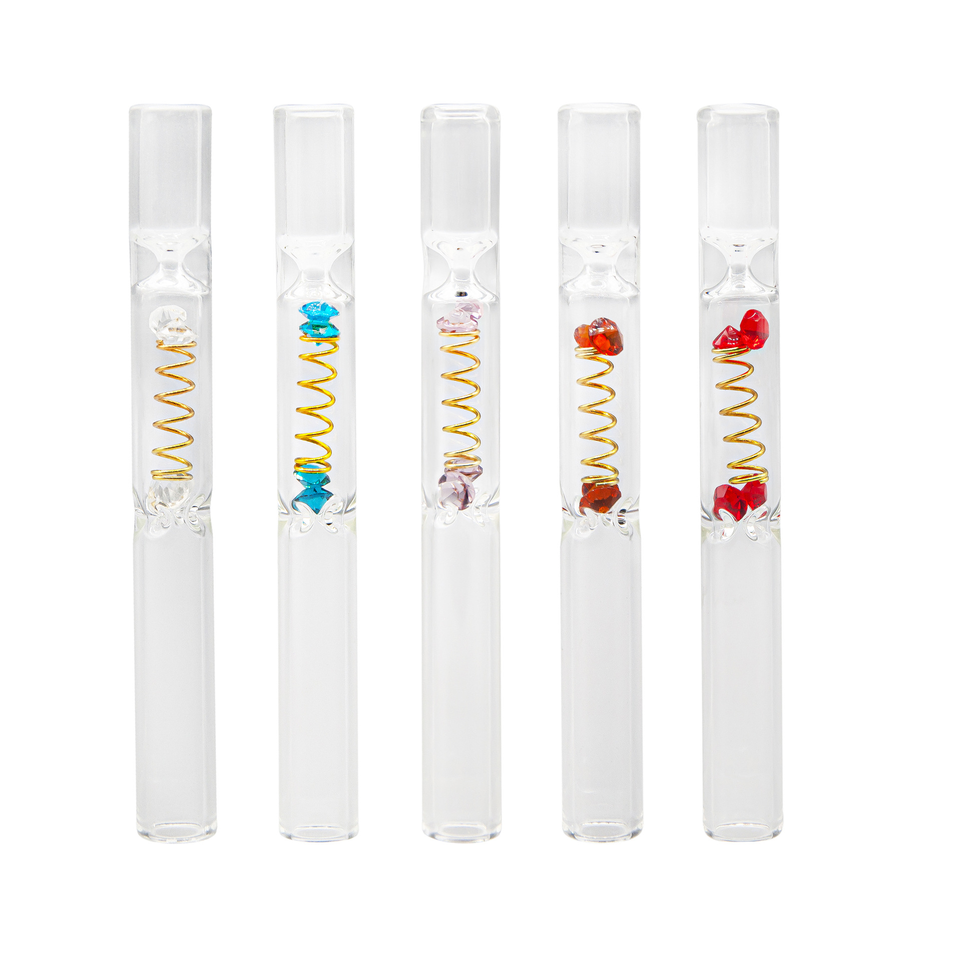 热销过滤玻璃烟斗弹簧固定钻石切面多色可选烟管螺纹接口器具水晶