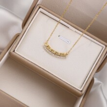 钛钢项链女 微笑双层罗马数字ins网红颈链小众笑脸锁骨链饰品轻奢