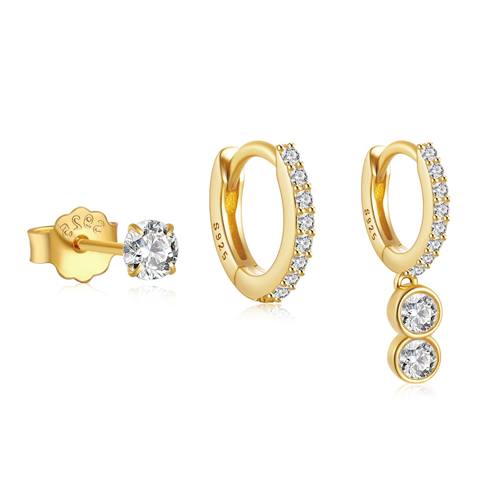 3g Weight Hoop Earrings, Ear Studs Classification 1 Set Quantity Daily Occasion 925 Sterling Silver Material Star, Butterfly Pattern Women's Gender Plating Design Simple Style Style 1 Set 925 Sterling Silver Star Butterfly Hoop Earrings Ear Studs 80