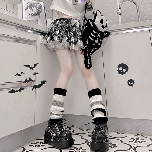 Korean style Harajuku style lolita striped pile socks for women autumn and winter warm leggings cute soft girl mid-length jk socks