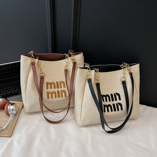 (Wholesale), woven handheld shoulder bag, one-shoulder bag, underarm bag, Korean style, with embroidery