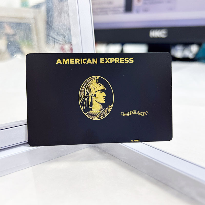 不锈钢电镀哑黑金属卡银行贵宾卡片镂空LOGO丝印激光雕刻工艺制作