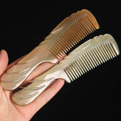 越南手工製作雕花牛角梳子天然牛角梳捲髮直發按摩梳長發梳子
