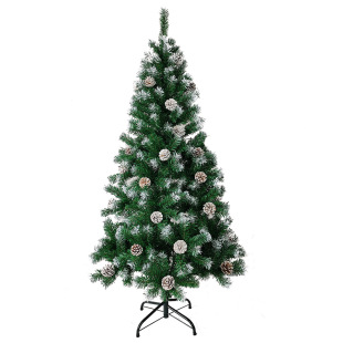 PVC Pointed Sprayed White Christmas Tree with Dyed White Pine Cone Imitation Tree Christmas Decorative Ornaments Floor Automatic Tree