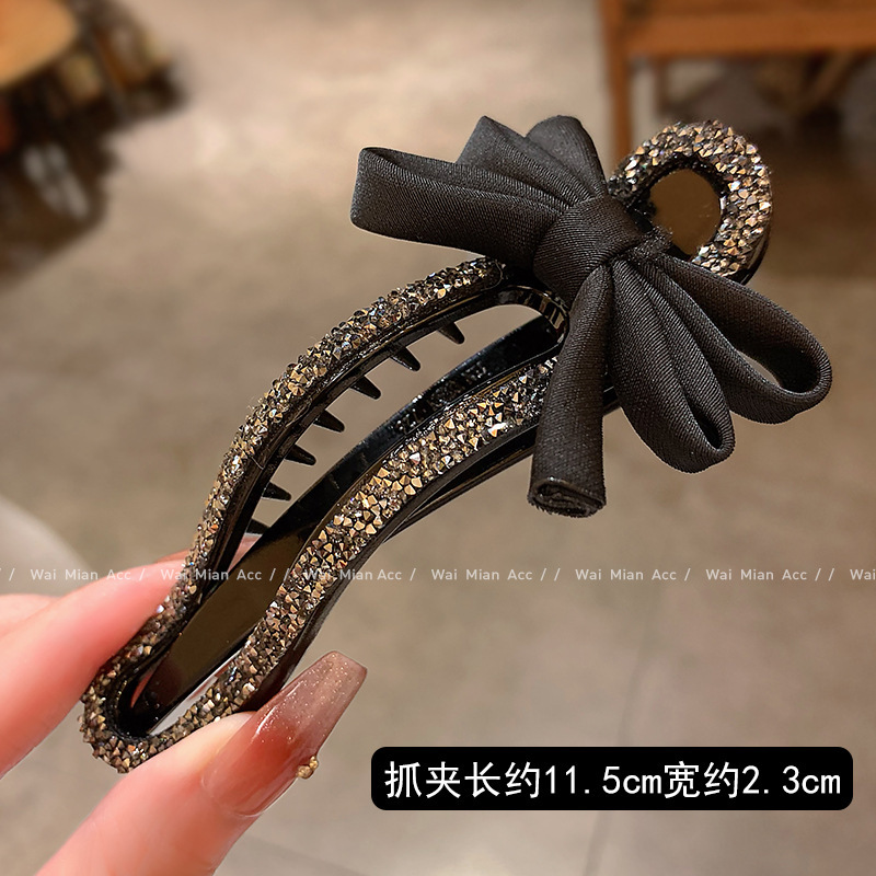 日本と韓国で多用途に使えるダイヤモンドがちりばめられたヘアクリップ、フェミニンなネットセレブの後頭部ヘアクリップ、新しいファッションのカモノハシクリップ、シンプルなヘアアクセサリー|undefined