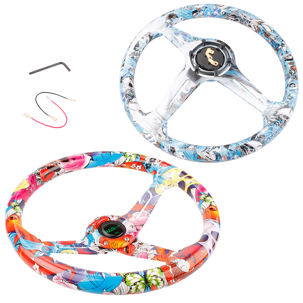 Car Modification Accessories Acrylic Graffiti Steering Wheel Personalizedy Steering Wheel14 Inches350mm