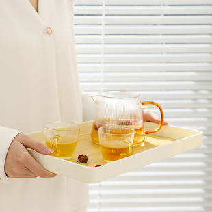 Thickened Tray for Home Use, Suitable for Placing Teacups, Water Cups, Cups, Tea Trays, Small Living Room, Japanese-Style Rectangular Fruit Tray, Imitation Wood Grain