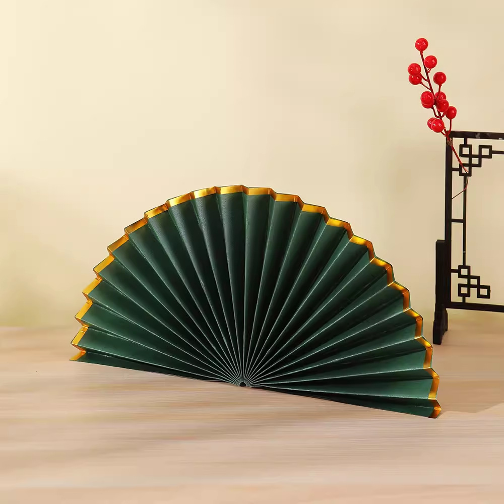 Plegable plegable ventilador de papel nuevo chino boda Fondo ventana belleza decoración ventilador flor 4S tienda de oro tienda semicírculo plegable ventilador plegable