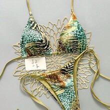 2025跨境新款性感豹纹纯欲分体游泳衣女欧美辣妹三点式比基尼
