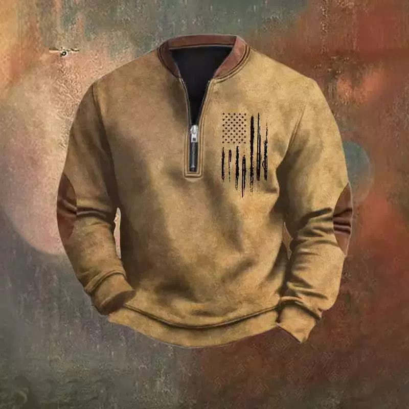 2024秋冬新款跨境卫衣3D数码印花立领男士街头潮流拉链polo卫衣