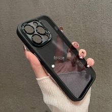 透黑金属镜框适用iPhone15pro手机壳苹果14promax/13新款防摔12简约风11高级感全包男女款保护套