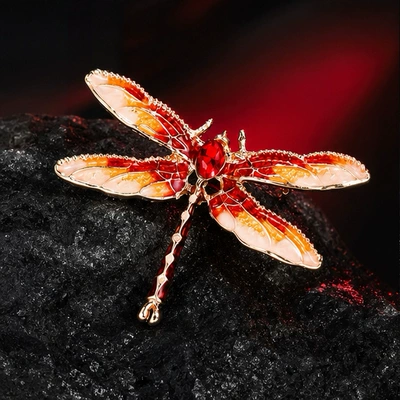 Luxury Enamel Dragonfly Brooch for Yaxa sancaqları - red