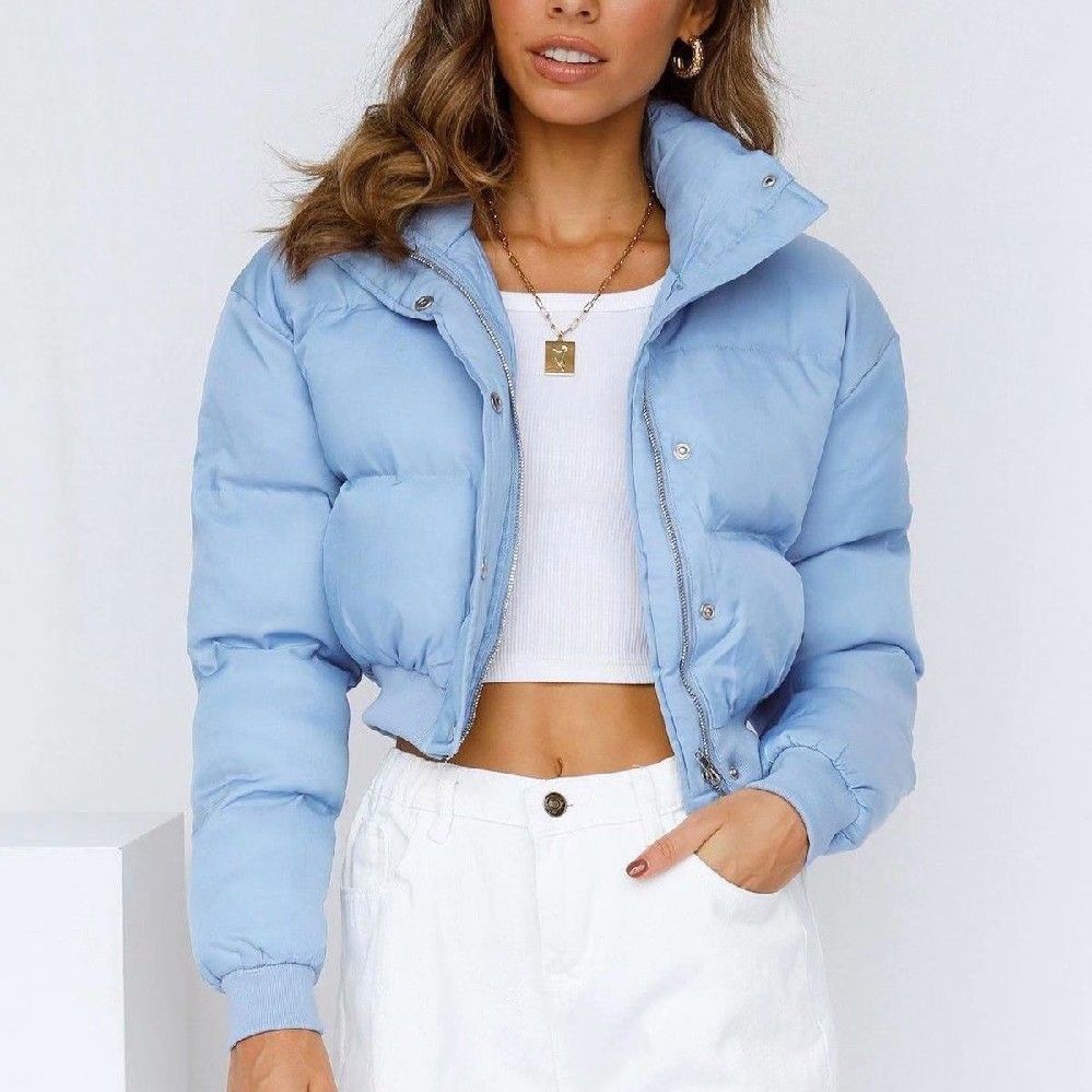 2023 ropa de mujer transfronteriza Otoño e Invierno Nuevo estilo europeo y americano ins moda ultra corta chaqueta acolchada de algodón suelta chaqueta caliente casual image 7