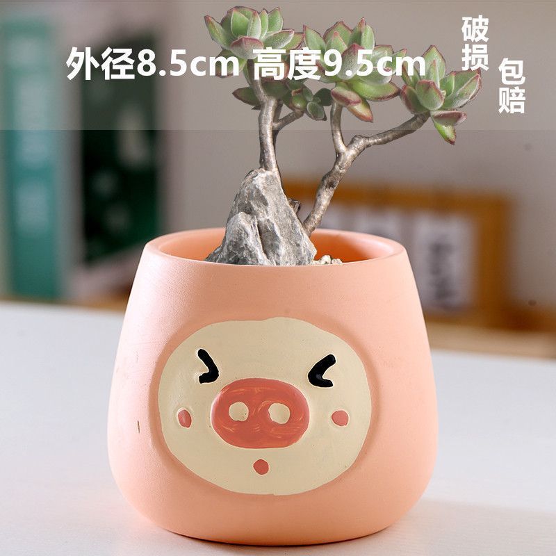 Macetas de cerámica para suculentas con diseño de animales de dibujos animados, pequeño tamaño, para estante de flores en casa, suministro al por mayor