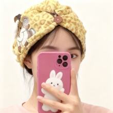 豹纹珊瑚绒加厚吸水干发帽女生长发速干瞬吸擦发巾包头巾洗头浴帽