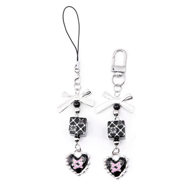 Sweet Cool Style Y2K Love Bow Flower Mobile Phone Chain Bag Personality Hanging Ornaments Ins Coin Purse Pendant Keychain