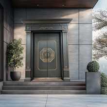 中式美學仿古模壓門精雕鑄鋁門別墅大門滑蓋拉手小區入戶門防盜門