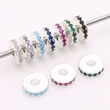 铜镀厚银色镶钻隔圈隔片隔珠车轮钻水晶珍珠手串手链diy饰品配件