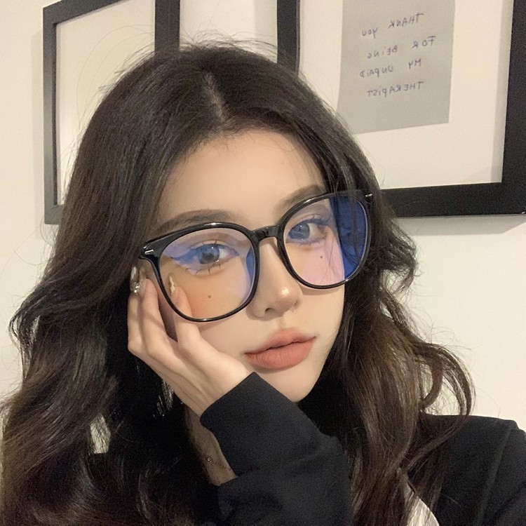 专业配超轻近视眼镜女可配有度数散光大框黑色素颜方圆脸眼睛框架|undefined