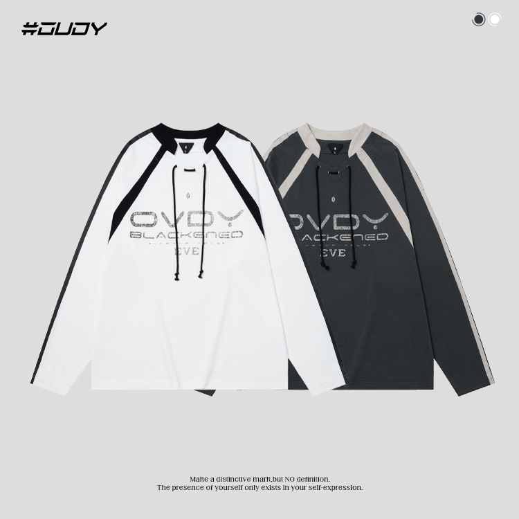 Men's Clothing contrast color raglan sleeve long sleeve T shirt_voghion.com