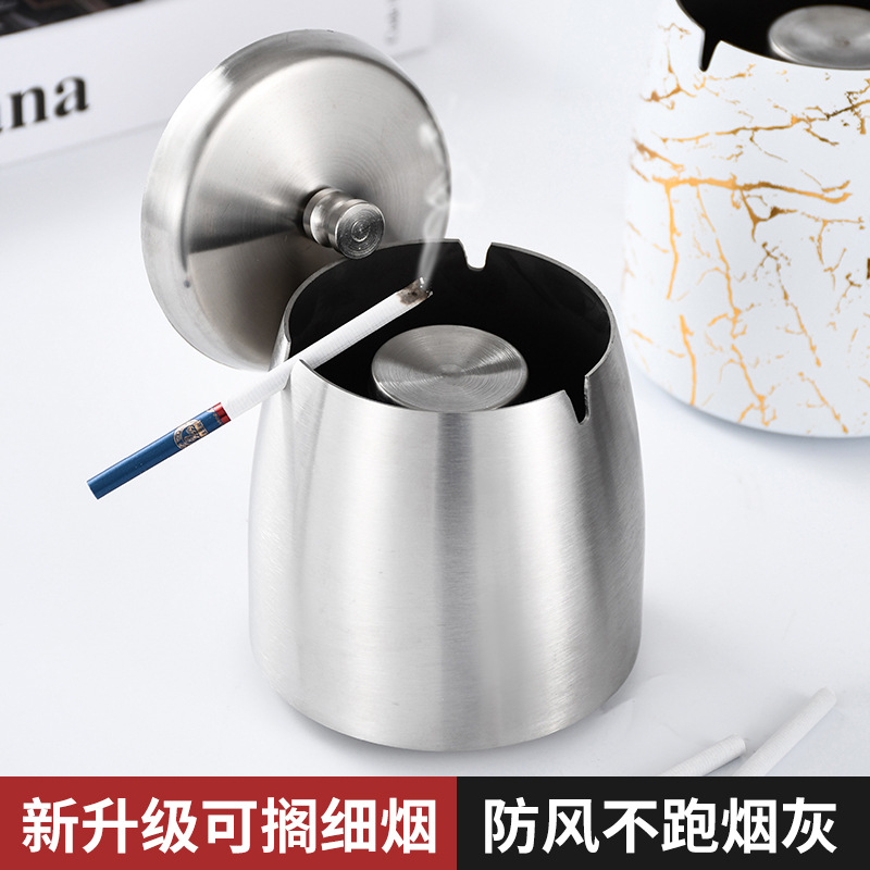 Fashionable creative capacious windproof ashtray stainless steel