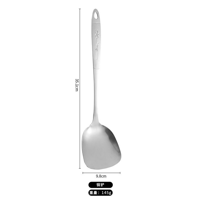 調理スプーンとスパチュラセット、花柄ハンドル付きキッチン用品、ステンレス製スパチュラ、調理用スパチュラ、厚みのあるスープスプーン、家庭用キッチン用品|undefined