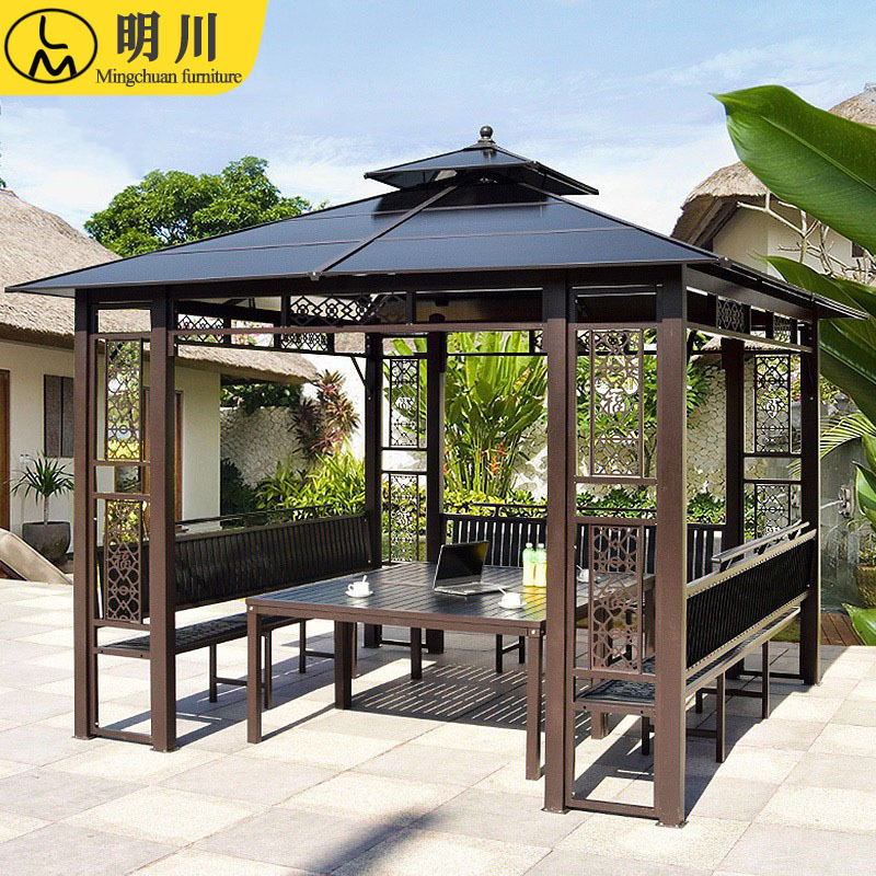户外凉亭庭院室外铁艺遮阳棚别墅花园露天露台楼顶铝合金亭子