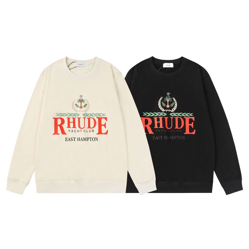 Long-Term Cross-Border Wholesale Hip-Hop Rhude Racing Letter Parrot Print Sweatshirt Round Neck Autumn and Winter Trendy Tops