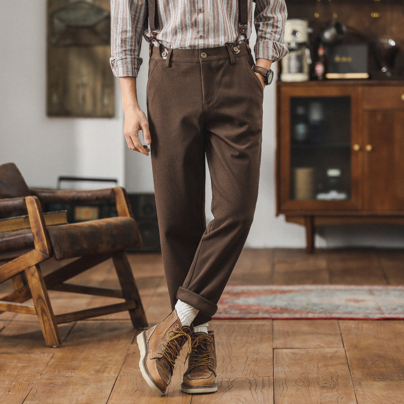 Mens Vintage Work Pants Workpants High Waist Trousers Straight Leg Brown  Loose | eBay
