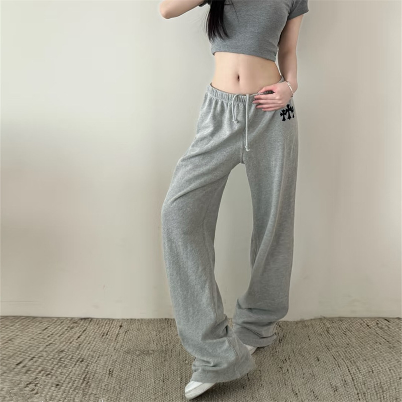 十字架植绒运动长裤女春夏新款设计感美式休闲洋气设计感直筒裤潮|undefined