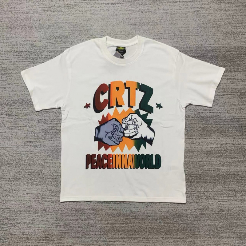 2024 New Corteiz Short-Sleeved Alcatraz T-Shirt Letter Sao Paulo Limited Round Neck American Casual Loose Half-Sleeve