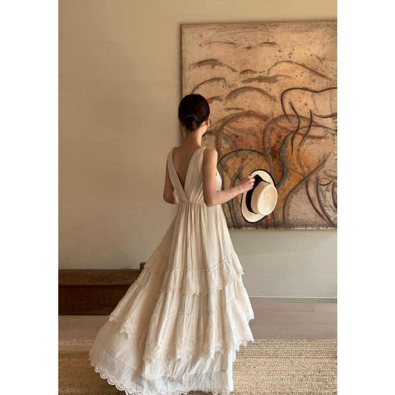 Interpretation of the United States NEW OPEN Internet Red Explosions Summer French Cake Skirt Children Temperament Sleeveless V-Neck dress 82008