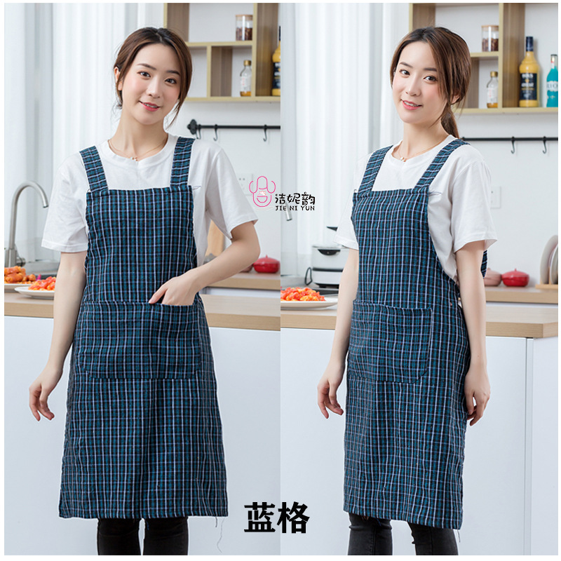 서스펜더 코튼 앞치마 - 블루 체크(비슷한 스타일)
