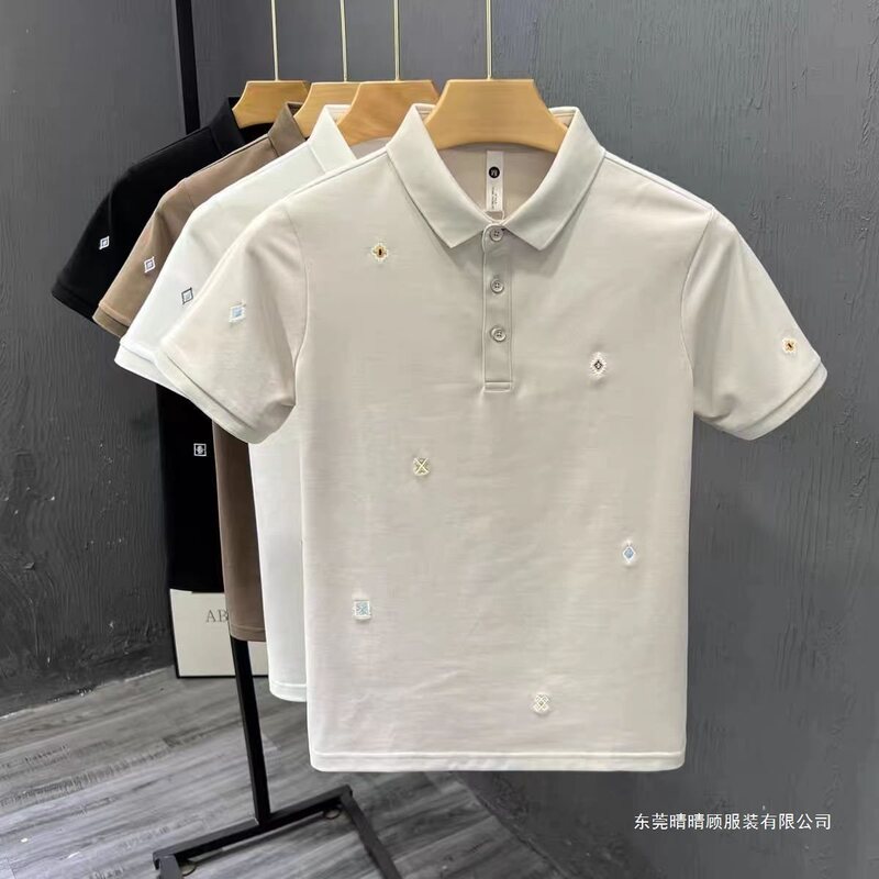 Embroidered Polo Shirt Men's Short-Sleeved Summer 2025 New Style Collared Men's Top with a Collar-Like Design Men's T-Shirt Embroidered Polo Shirt Men's Short-Sleeved Summer 2025 New Style Collared Men's Top with a Collar-Like Design Men's T-Shirt