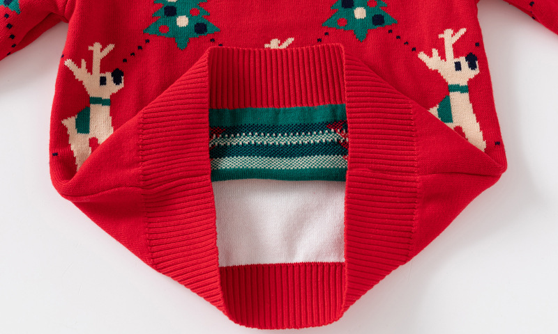 Vêtements pour enfants garçons fil de coton double couche 2024 automne hiver nouveau style pull de Noël pour petits et grands_voghion.com