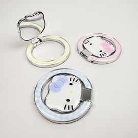 新款磁吸猫头折叠镜子手机支架电镀彩绘滴胶图片熊头素材桌面支架