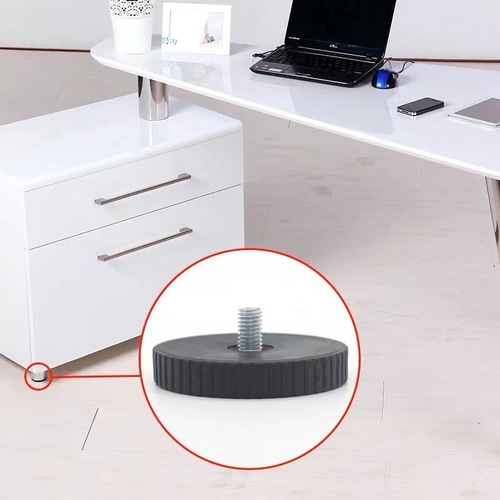 28条纹家具五金铁皮黑底可调脚垫 家具塑料脚垫脚杯 展架调节脚