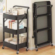 碳钢置物架多层小推车带轮子加厚书架免安装零食玩具收纳储物架子