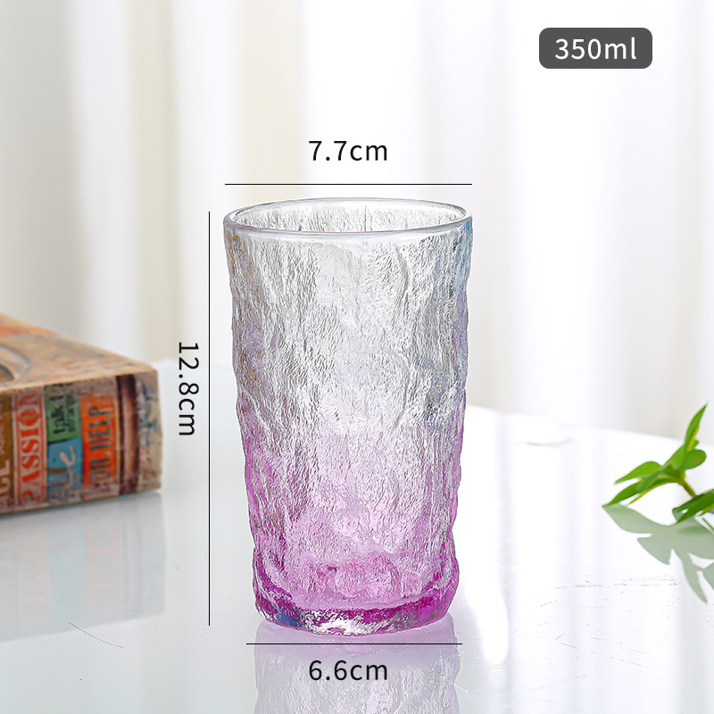 Taza de glaciar de vidrio simple taza de agua casera taza de jugo de cerveza transparente taza colorida taza de té de frutas