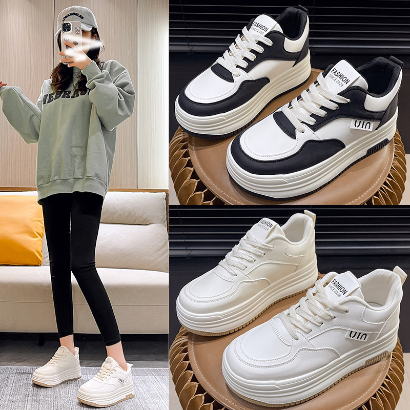 2025 Spring & Fall New White Shoes for Women in Summer Thick Soles, Versatile Ins Trbottomy Sneakers with Skirts