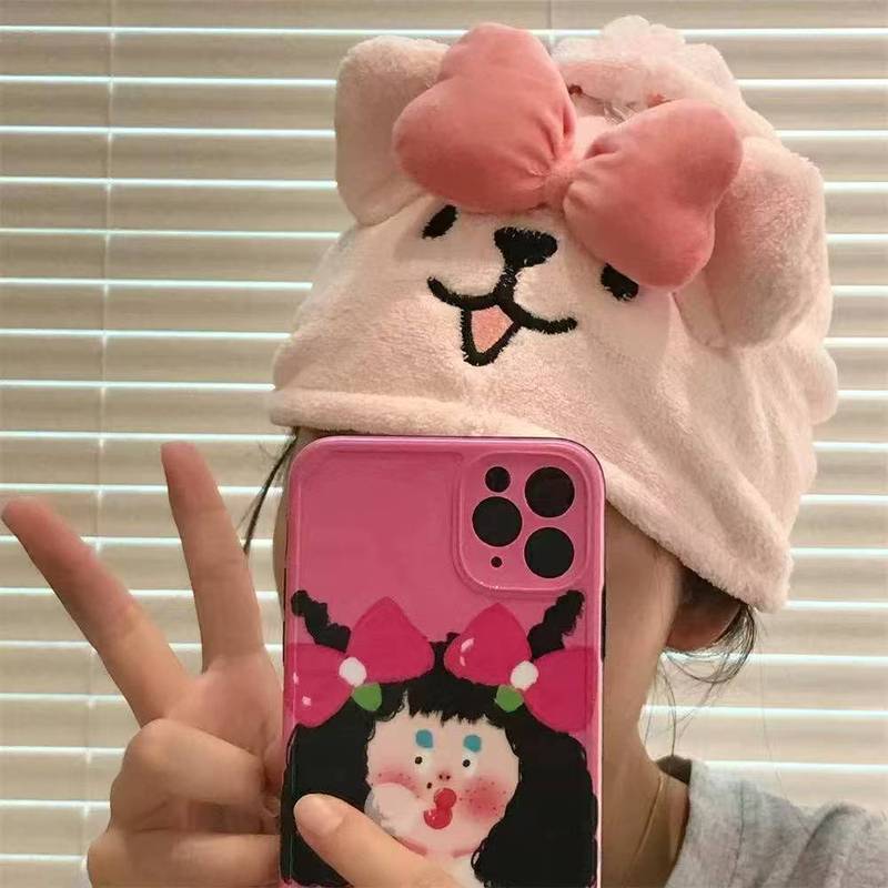 小狗干发帽珊瑚绒吸水可爱速干包头巾洗澡洗头毛巾擦头长发女生|undefined