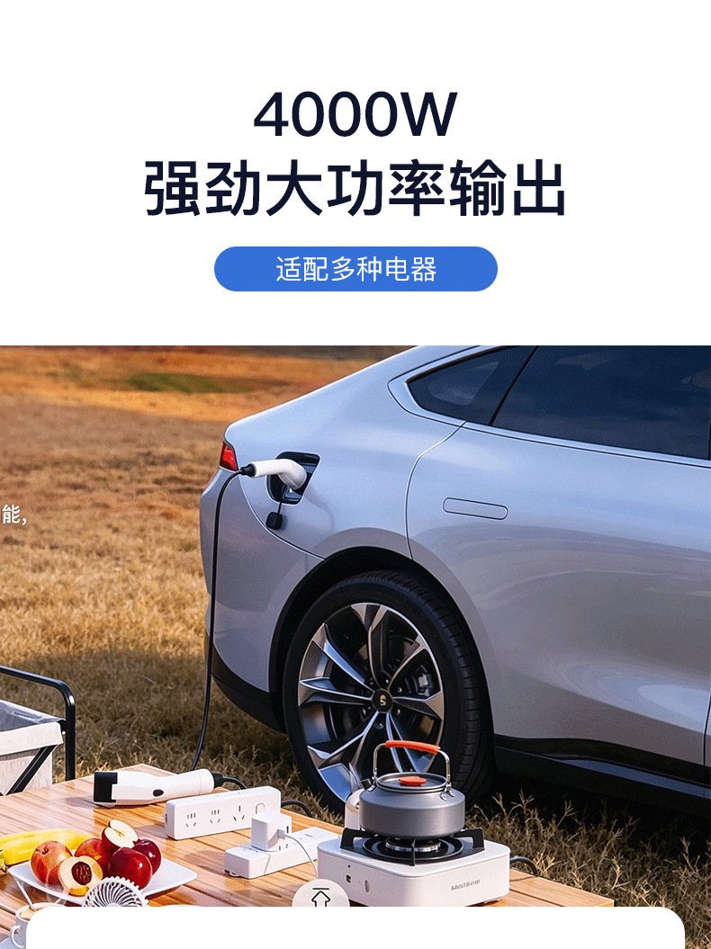 New energy vehicle discharge gun, vehicle-mounted external power strip, portable vehicle reverse power socket for outdoor camping