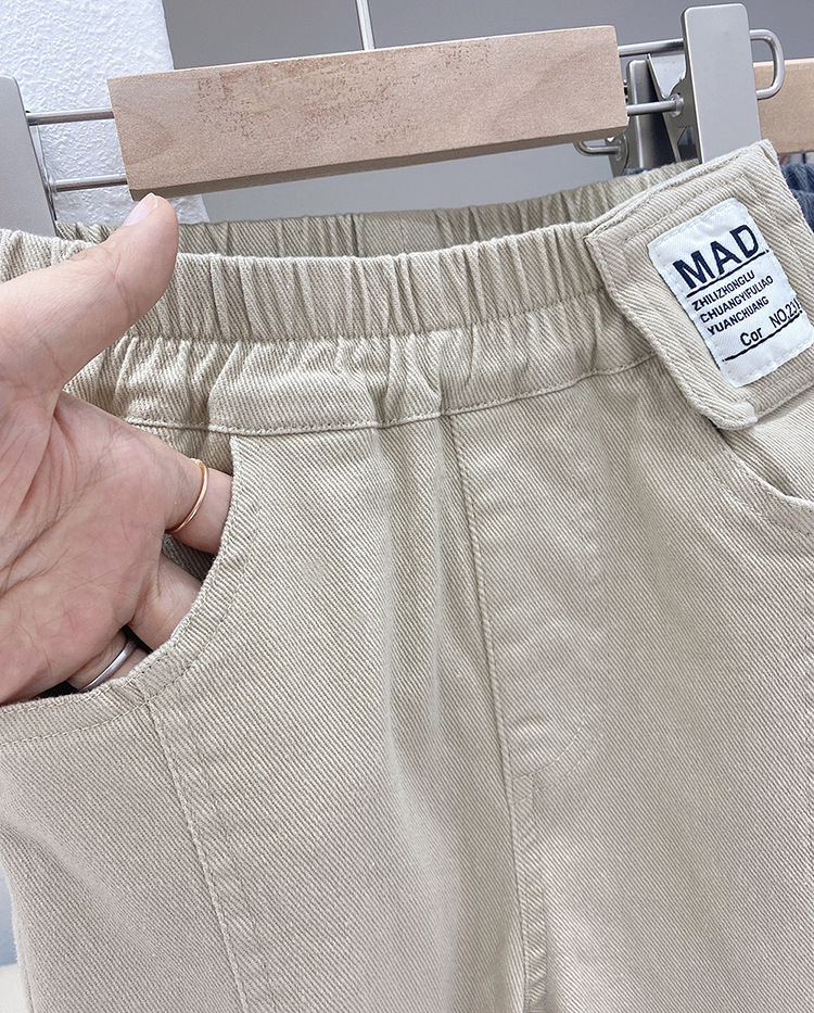 Regular Fit Fit Type Letter, Solid Color Pattern Simple Style Letter Solid Color Cotton Boys Pants