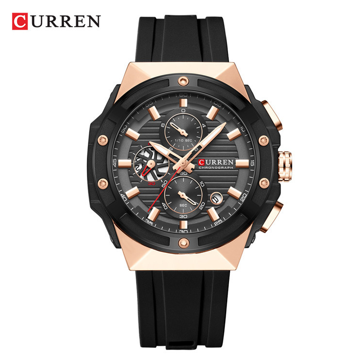 CURREN / CARRIEN 8462 correa de silicona neutra relojes de negocios relojes de cuarzo redondos impermeables comercio exterior genuino