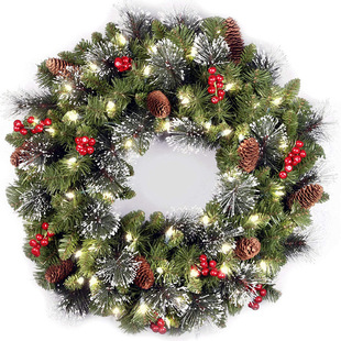 Zonghong Cross-Border Christmas Wreath Door Hanging Wall Hanging Decoration Christmas Rattan Pvc Pine Cone Indoor Pendant Wreath