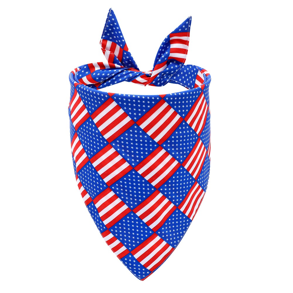 Oferta transfronteriza en stock suficiente bandera estadounidense bufanda triangular para mascotas Día de la Independencia toalla de saliva para mascotas bufanda para perros