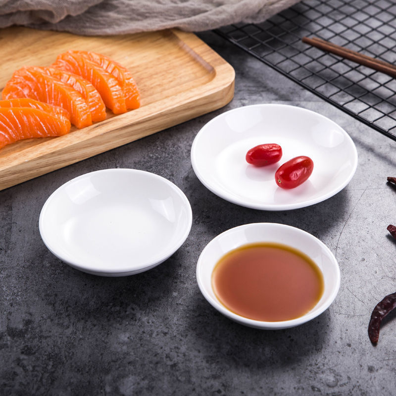 Dessert Plate, White Painted Ceramic Plate, Two-Compartment Plate, Snack Plate, Sauce and Vinegar Plate, Seasoning Plate, Oil Painting Ink Plate